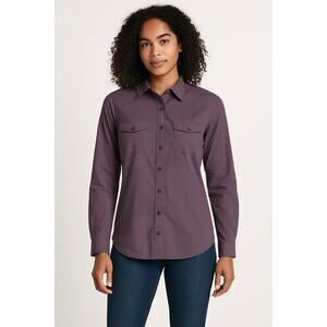 Eddie Bauer Purple Cotton Blend Button Up Shirt Classic Fit Sz M